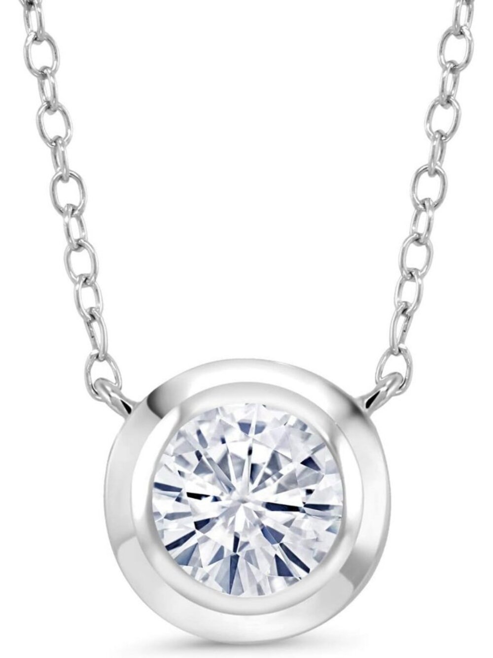 Elegant Moissanite Pendant Necklace in 925 Sterling Silver for Women, 1.00 Cttw